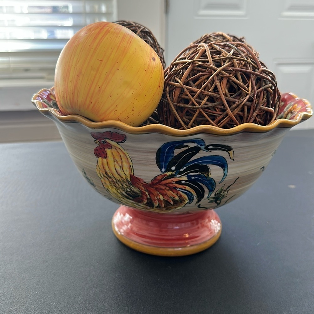 Gallo orange rooster serving bowl